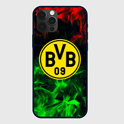 Чехол для iPhone 12 Pro Max Borussia красно зеленый огонь, цвет: 3D-черный