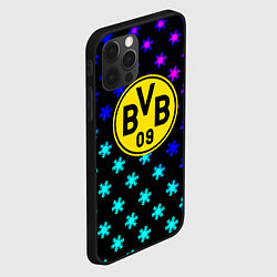 Чехол для iPhone 12 Pro Max Borussia неоновые снежинки, цвет: 3D-черный — фото 2