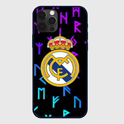 Чехол для iPhone 12 Pro Max Реал Мадрид неоновые символы, цвет: 3D-черный