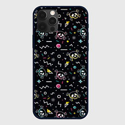 Чехол для iPhone 12 Pro Max Паттерн с черепами и геометрическими фигурами в ст, цвет: 3D-черный