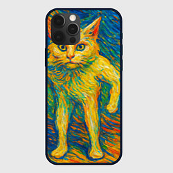 Чехол для iPhone 12 Pro Max Борзый кот в стиле Ван Гога, цвет: 3D-черный