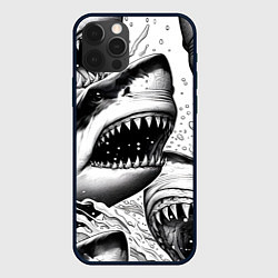 Чехол для iPhone 12 Pro Max Белая акула - стая, цвет: 3D-черный