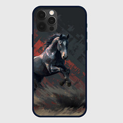 Чехол для iPhone 12 Pro Max Лошадь в прыжке, цвет: 3D-черный