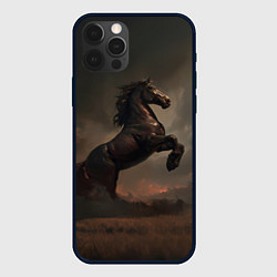 Чехол для iPhone 12 Pro Max Лошадь встает на дыбы, цвет: 3D-черный