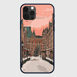 Чехол для iPhone 12 Pro Max Новогодний Московский двор, цвет: 3D-черный