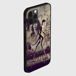 Чехол для iPhone 12 Pro Max Пришелец идёт вдоль стены с рваными афишами, цвет: 3D-черный — фото 2