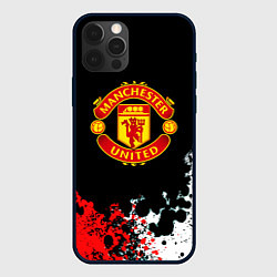 Чехол для iPhone 12 Pro Max Манчестер Юнайтед краски абстрактные, цвет: 3D-черный