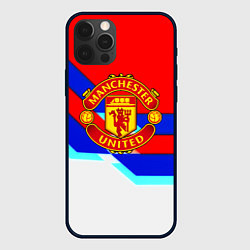 Чехол для iPhone 12 Pro Max Манчестер Юнайтед полосы геометрия, цвет: 3D-черный