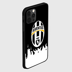 Чехол для iPhone 12 Pro Max Ювентус белый огонь текстура, цвет: 3D-черный — фото 2