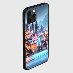 Чехол для iPhone 12 Pro Max Городок в новогодних огоньках, цвет: 3D-черный — фото 2
