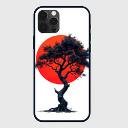 Чехол для iPhone 12 Pro Max Японское дерево и солнце, цвет: 3D-черный