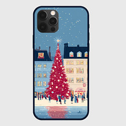 Чехол для iPhone 12 Pro Max Новогоднее гуляние у красной елки, цвет: 3D-черный