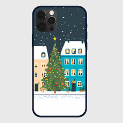 Чехол для iPhone 12 Pro Max Новогодний снежный город, цвет: 3D-черный
