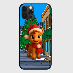 Чехол для iPhone 12 Pro Max Новогодняя лошадка и елка, цвет: 3D-черный