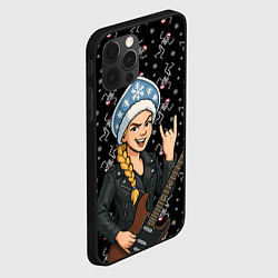 Чехол для iPhone 12 Pro Max Снегурочка с гитарой - Рок, цвет: 3D-черный — фото 2