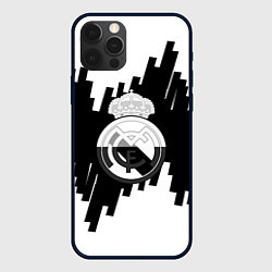 Чехол для iPhone 12 Pro Max Реал Мадрид белая геометрия, цвет: 3D-черный
