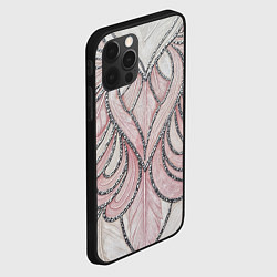 Чехол для iPhone 12 Pro Max Нежно розовый орнамент из перьев, цвет: 3D-черный — фото 2