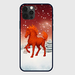 Чехол для iPhone 12 Pro Max Огненная текстурная лошадь 2026, цвет: 3D-черный