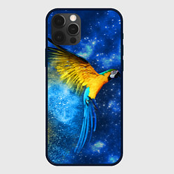 Чехол для iPhone 12 Pro Max Космический попугай, цвет: 3D-черный