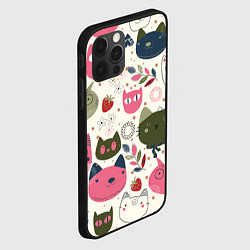 Чехол для iPhone 12 Pro Радостные котики, цвет: 3D-черный — фото 2