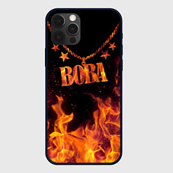 Чехол для iPhone 12 Pro Вова - кулон на цепи в огне, цвет: 3D-черный