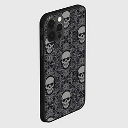 Чехол для iPhone 12 Pro Ажурные черепа, цвет: 3D-черный — фото 2