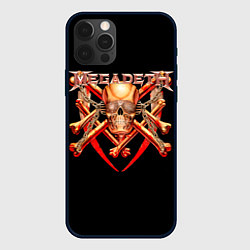 Чехол для iPhone 12 Pro Megadeth: Gold Skull, цвет: 3D-черный