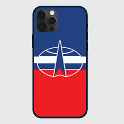 Чехол для iPhone 12 Pro Флаг космический войск РФ, цвет: 3D-черный