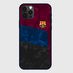 Чехол для iPhone 12 Pro FC Barcelona: Dark polygons, цвет: 3D-черный