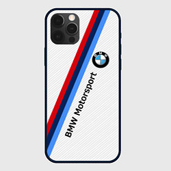 Чехол для iPhone 12 Pro BMW Motorsport: White Carbon, цвет: 3D-черный