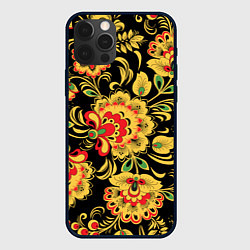 Чехол для iPhone 12 Pro Желтая хохлома, цвет: 3D-черный