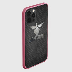 Чехол для iPhone 12 Pro Bon Jovi: Metallic Style, цвет: 3D-малиновый — фото 2