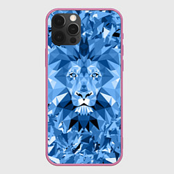 Чехол для iPhone 12 Pro Сине-бело-голубой лев, цвет: 3D-малиновый
