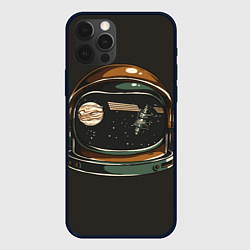 Чехол для iPhone 12 Pro Космос в шлеме скафандра - планета и спутник, цвет: 3D-черный