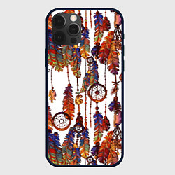 Чехол для iPhone 12 Pro Бохо перья, цвет: 3D-черный