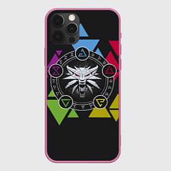 Чехол для iPhone 12 Pro The Witcher: Triangles, цвет: 3D-малиновый