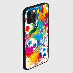 Чехол для iPhone 12 Pro Футбольные мячи - красочные брызги, цвет: 3D-черный — фото 2