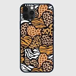 Чехол для iPhone 12 Pro Сердца из шкур африканских животных, цвет: 3D-черный
