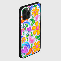 Чехол для iPhone 12 Pro Абстракция и цветы, цвет: 3D-черный — фото 2