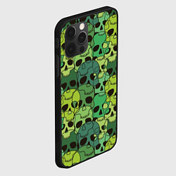 Чехол для iPhone 12 Pro Зеленые черепа - паттерн, цвет: 3D-черный — фото 2