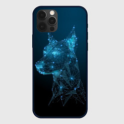 Чехол для iPhone 12 Pro Неоново-полигональный доберман, цвет: 3D-черный