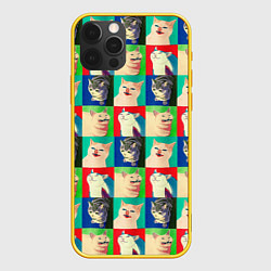Чехол для iPhone 12 Pro Mem cats, цвет: 3D-желтый
