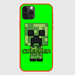 Чехол для iPhone 12 Pro MINECRAFT CREEPER, цвет: 3D-красный