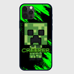 Чехол для iPhone 12 Pro MINECRAFT CREEPER, цвет: 3D-черный