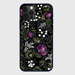 Чехол для iPhone 12 Pro Цветы, цвет: 3D-черный