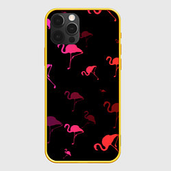 Чехол для iPhone 12 Pro Фламинго, цвет: 3D-желтый
