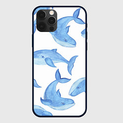 Чехол для iPhone 12 Pro Косяк китов, цвет: 3D-черный