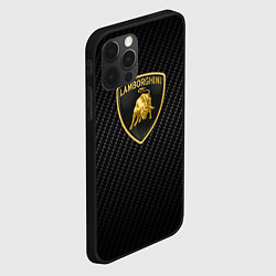 Чехол для iPhone 12 Pro Lamborghini logo n carbone, цвет: 3D-черный — фото 2