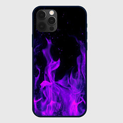 Чехол для iPhone 12 Pro ФИОЛЕТОВЫЙ ОГОНЬ, цвет: 3D-черный