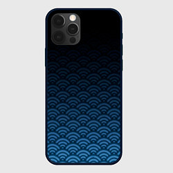 Чехол для iPhone 12 Pro Узор круги темный синий, цвет: 3D-черный